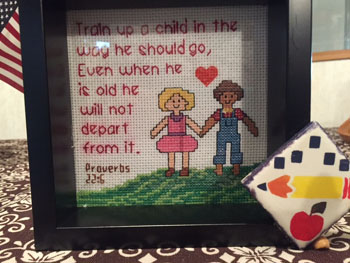 Train a Child stitched by Donna Wright